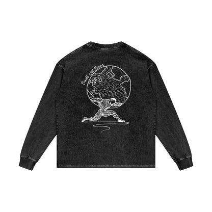 Acid Wash Oversize Long Sleeve T-Shirt ODMPOD